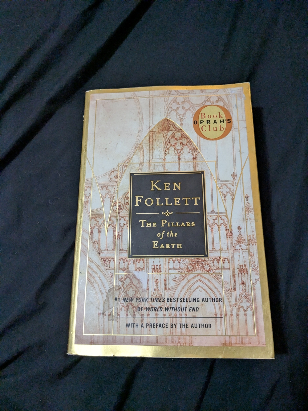 Source Unknown Gold and Black Ken Follett "The Pillars of the Earth" Book